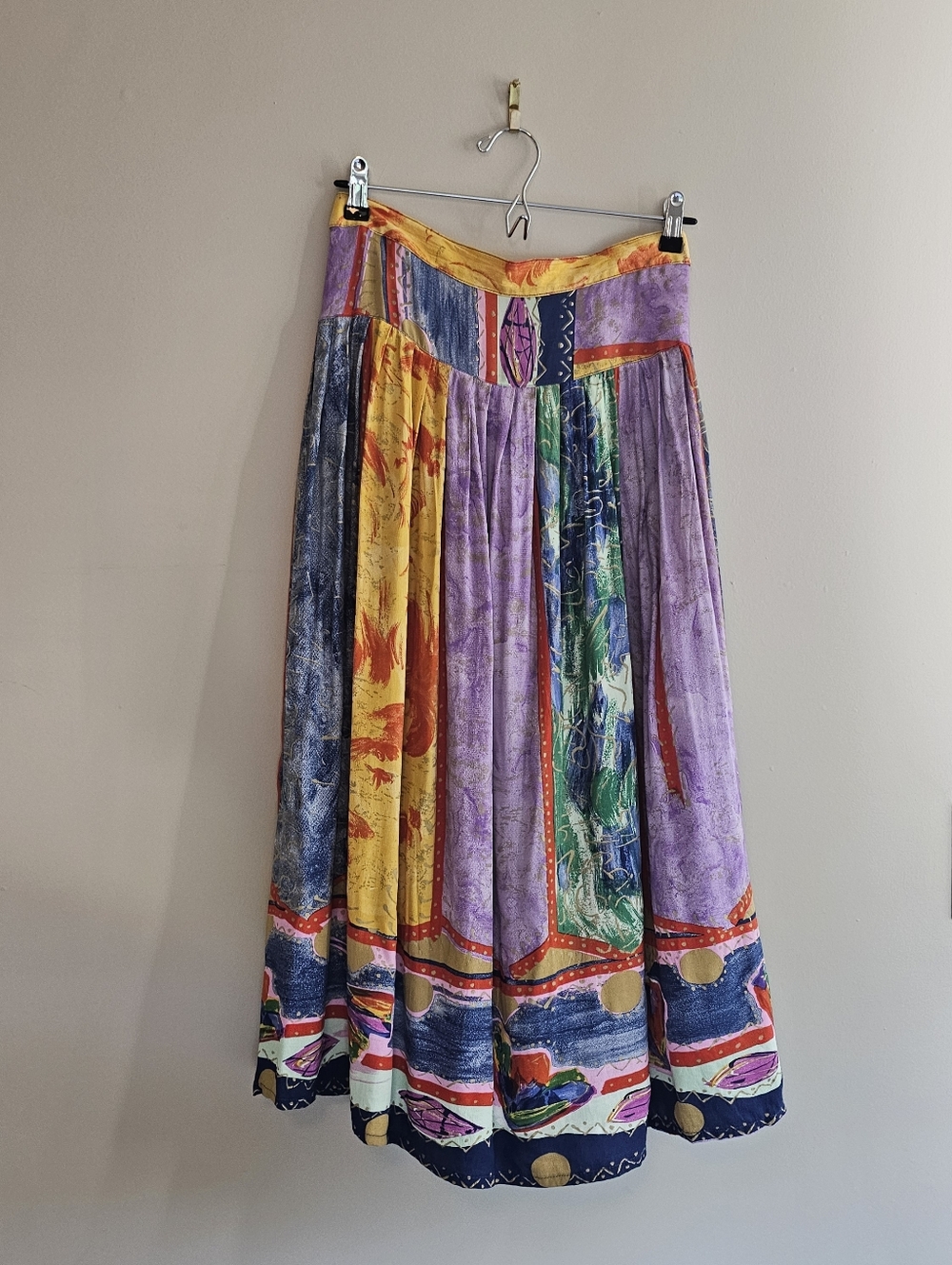 Vintage Boho Maxi Skirt Art To Wear Floral Size 12 Rear Zip